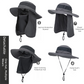Black Outdoor Summer Sun Protection Hat with UV Protection Breathable Wide Brim Fisherman Cap for Hiking Cycling Fishing
