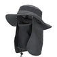 Dark Grey Outdoor Summer Sun Protection Hat with UV Protection Breathable Wide Brim Fisherman Cap for Hiking Cycling Fishing