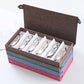 Grey Multi-Compartment Glasses Storage Box Dust-proof Fabric Eyewear Display Organiser with Snap Closure