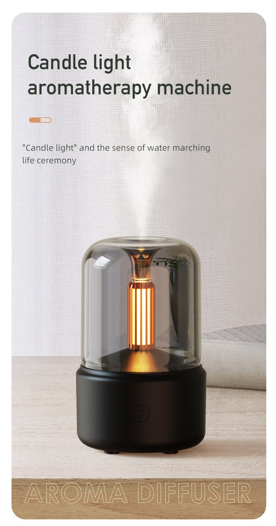 Black Creative Candleligh Aromatherapy Diffuser USB Desktop Ambient Candle Lamp Humidifier