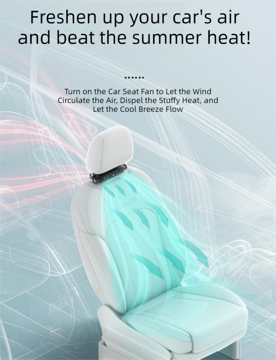 Beige Car Seat Back Headrest Fan USB Powered Turbine Cooling Fan with 3 Adjustable Speeds