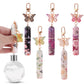 Light Yellow 3 Pcs Portable 5ml Perfume Atomiser Keychain - Refillable Floral Spray Bottle with Butterfly Charm for Travel & Handbag