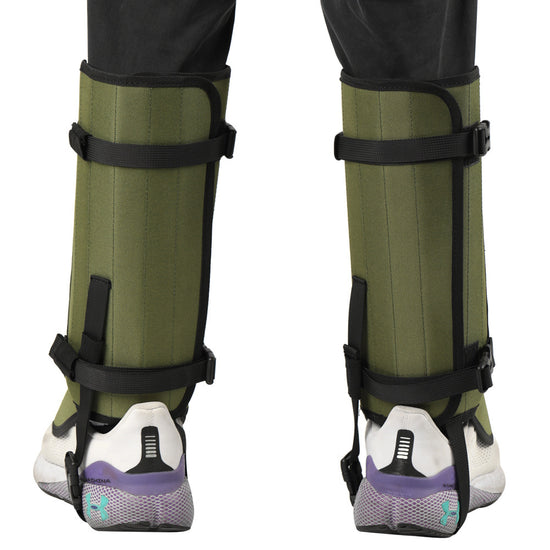Green Outdoor Waterproof Leg Gaiters - Anti-Snake Bite & Scratch Protection Boot Covers - Breathable Nylon Oxford Leg Guards for Hiking Camping