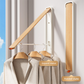 2 Pack White and Brown Wall Mounted Foldable Clothes Hanger Rack - Retractable Space Aluminium Drying Airer for Laundry & Balcony - Screw Mount Hardware Included