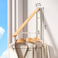 2 Pack White and Brown Wall Mounted Foldable Clothes Hanger Rack - Retractable Space Aluminium Drying Airer for Laundry & Balcony - Screw Mount Hardware Included