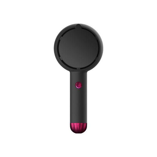 Black 2-in-1 Handheld Fan with LED Makeup Mirror - Portable USB Rechargeable Beauty Light Fan with Desktop Base - 3 Speed Quiet Airflow for Travel & Summer