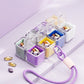 Yellow Portable Magnetic Cube Pill Organiser - 8 Compartment Weekly Medicine Travel Case with Lanyard - Detachable Washable PP+PC Storage