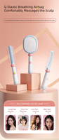 Pink 3-Piece Aesthetic Hair Brush Set - Detangling Air Cushion & Volumising Roller Comb with Hidden Cleaning Claw - Scalp Massage Styling Kit