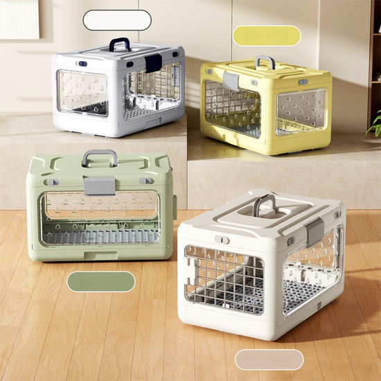 Grey Premium Foldable Pet Carrier Crate - Breathable Aviation Travel Box for Cats & Small Dogs up to 10kg - Portable Car & Flight Transport Case
