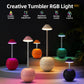 Red Creative Tumbler LED Night Light - Rechargeable RGB Desk Lamp with Remote Control - Height Adjustable, Brightness Adjustable, Bedside Ambient Light