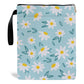 Blue Floral pattern book cover with zippered pocket - Lightweight polyester book cover, suitable for books and tablets(FBS001)