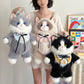 Brown Adorable Plush Cat Backpack - Soft Furry Doll Bag with Zipper Compartment for Girls and Women
