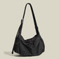 Black Large Capacity Nylon Tote Bag - Water Resistant Casual Shoulder Bag for Daily Use and Outdoor Activities