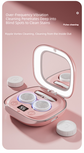 Grey Portable Sonic Wave Contact Lens Cleaner with LED Makeup Mirror - Automatic Electric Lens Cleaning Case for Daily Use