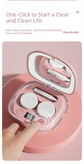 Purple Portable Sonic Wave Contact Lens Cleaner with LED Makeup Mirror - Automatic Electric Lens Cleaning Case for Daily Use