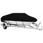 Black Heavy Duty Waterproof Tarp Covers with Storage Bag, Fits V-Hull, Fish&Ski, Pro-Style, Fishing, Runabout, Bass Boats, 14-16FT(530cm*290cm)
