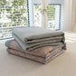 Grey and Green Cotton Three-Layer Gauze Bed Cover Set - Reversible Vintage Printed Blanket with Two Pillowcases for Year-Round Use(120*150cm)