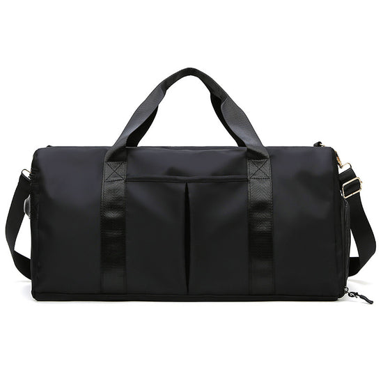 Black Large Capacity Travel Duffel Bag – Wet & Dry Separation, Shoe Compartment, and Luggage Sleeve for Gym, Yoga, and Short Trips