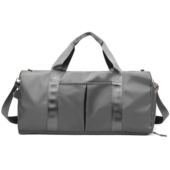 Grey Large Capacity Travel Duffel Bag – Wet & Dry Separation, Shoe Compartment, and Luggage Sleeve for Gym, Yoga, and Short Trips