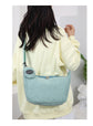 Green Minimalist Corduroy Crossbody Bag – Large Capacity Single Shoulder & Diagonal Sling Bag in Korean Style