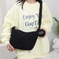 Black Minimalist Corduroy Crossbody Bag – Large Capacity Single Shoulder & Diagonal Sling Bag in Korean Style