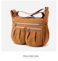 Brown Multi-Pocket Lightweight Nylon Crossbody Bag – Stylish, Functional, and Spacious Shoulder Bag for Women