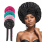 2 Pcs Pink Double-Layer Satin Hair Cap with Ribbon Bow – Premium Silk-Like Beauty & Hair Protection Hat