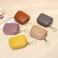 Brown Stylish Mini Zipper Wallet for Women – Compact PU Coin Purse with Key Ring & Card Storage (3-Pack)