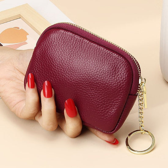 Claret Stylish Mini Zipper Wallet for Women – Compact PU Coin Purse with Key Ring & Card Storage (3-Pack)