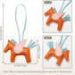 Beige PU Leather Pegasus Keychain – Cute Flying Horse Pendant with Wings and Rope, 3-Pack