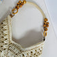 Beige and Black Stylish Hand-Woven Paper Rope Bag – Boho Crochet Tote for Summer & Travel