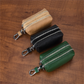 Green High-Quality Genuine Leather Key Case – Double-Layer Zippered Organizer for Keys, Cards & Coins