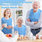 Blue Anti-Stain Feeding Apron with Pocket – Adjustable Care Bib for Elderly & Disabled Adults (2-Pack)