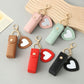 Black Portable Lipstick Case with Heart Mirror & Keychain – Cute PU Leather Holder (3-Pack)