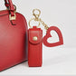 Black Portable Lipstick Case with Heart Mirror & Keychain – Cute PU Leather Holder (3-Pack)