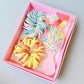Style 2 Boxed Hair Tie Set with Pink Rubber Bands, Cute Hair Accessories & Mini Comb – Perfect Gift for Girls