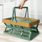 Large Collapsible Storage Basket with Handles - Portable Folding Crate for Shopping, Picnics & Car Trunk(green)