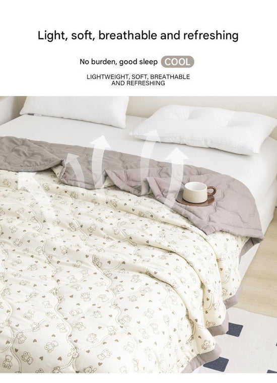Lightweight Reversible Summer Quilt - Soft, Breathable & Machine Washable Comforter(150x200cm blue flowers)