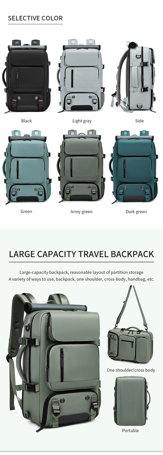 4-in-1 Convertible Travel Backpack & Briefcase - Large Capacity, 16" Laptop Compartment, USB Port(Purple)