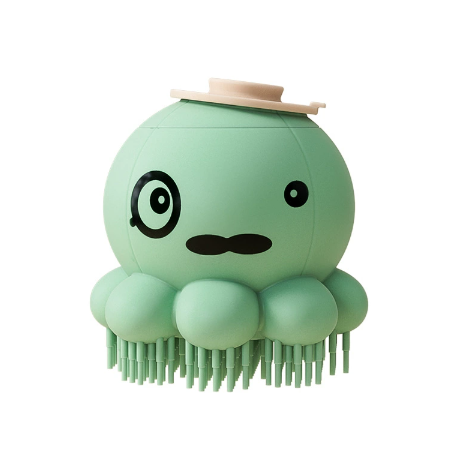 Green 2-Pack Pet Bath Brush with Shampoo Dispenser - Soft Silicone Massager for Dogs & Cats