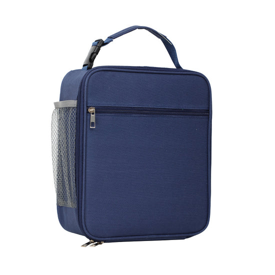 Navy Blue Portable Insulated Lunch Bag - Large Capacity Thermal Cooler Tote with Shoulder Strap for Work, School, and Picnic