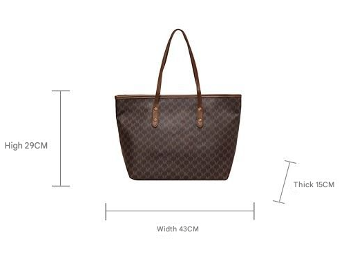 Coffee Chic Monogram Print Tote Bag - Large Capacity Shoulder Handbag for Work & Commuting