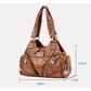 Brown Vintage Soft Leather Hobo Bag for Women - Multi-Pocket Shoulder Purse & Crossbody Handbag