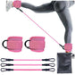 Pink Silver Snap Resistance Bands Set with Ankle Straps for Glute Kickbacks & Leg Workouts (10-30lbs)