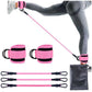 Pink Black Snap Resistance Bands Set with Ankle Straps for Glute Kickbacks & Leg Workouts (10-30lbs)
