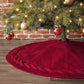 Festive Knit Christmas Tree Skirt - Acrylic Red Tree Mat with Pom-Poms 122cm