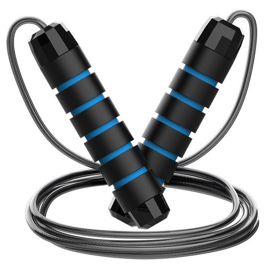 5 PCS Black-blue Adjustable Steel Wire Speed Jump Rope Set - Professional Fitness Rope with Ball Bearings for Cardio, Boxing & Workout