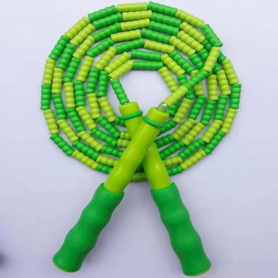 10 Pcs Green Soft Beaded Jump Ropes, Tangle-Free Beaded Jump Rope - Adjustable Segmented Skipping Rope for Kids & Adults Fitness