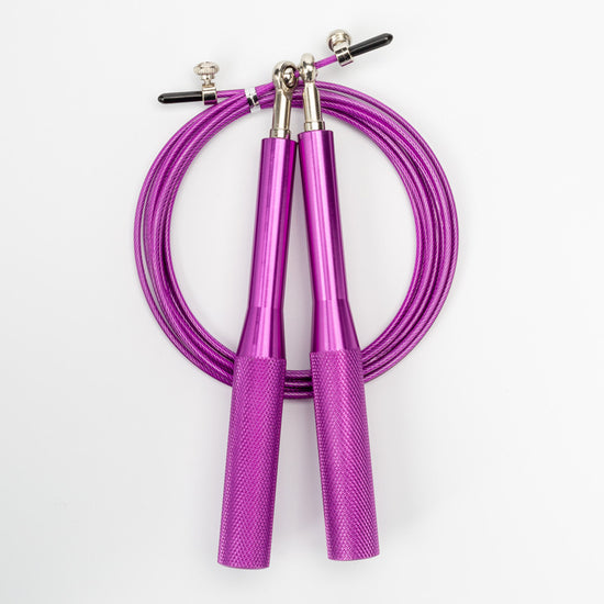 2PCS Purple Pro-Grade Speed Jump Rope with Knurled Aluminum Handles - Ball Bearing System for CrossFit, Boxing & Double Unders