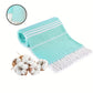 Blue Chic Striped 100% Cotton Beach Towel with Tassels - Extra Large & Absorbent (180x90cm)